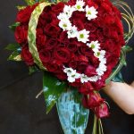 Bouquet of Heart Red Rose's with White Gerberas